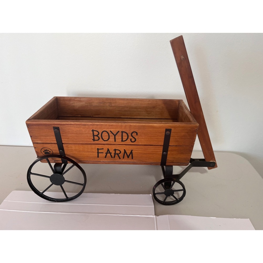 Boyds Farm Wooden Decorative Wagon Rustic Farmhouse Decor Metal Wheels